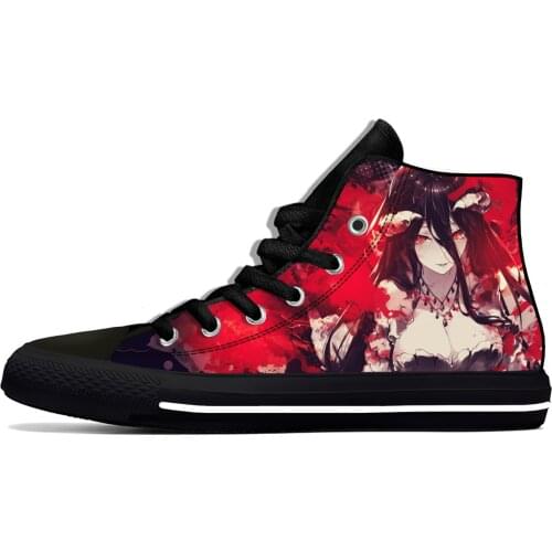 Japanese Anime Manga OVERLORD Albedo Funny Cute Casual Cloth Shoes High Top Lightweight Breathable 3D Print Men Women Sneakers