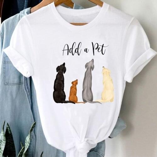 T-shirts Women 90s Dog Printing Clothing Short Sleeve Pet Clothes Cartoon Stylish Tshirt Top Lady Print Sexy Tee T-Shirt
