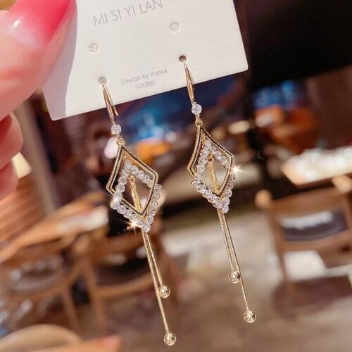 Double geometric hollow pendant tassel ladies earrings black delicate Fashion Simple metal Elegant vintage Jewelry for women