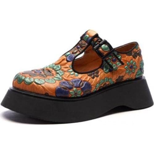 YourSeason 2021 Genuine Leather Pumps Ladies Mixed Colors Spring Autumn Women Vintage Buckle Strap High Heels Shoes