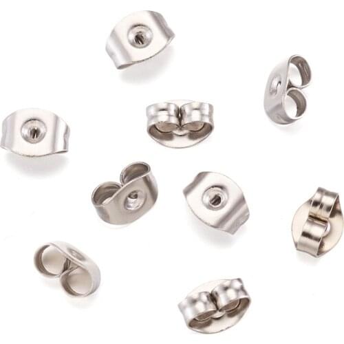 100pcs Stainless Steel Earrings Findings Earnuts for DIY Jewelry 6x4.5x3.5mm Hole: 1mm