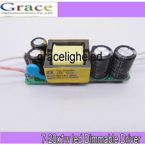2pcs 7-20x1W Constant Current LED Dimmable Driver Power Supply AC185-277V 350mA