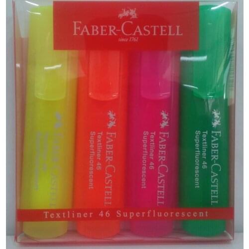 4pcs Faber Castell Superfluorescent Textliner 46 Original Highlighter 4 Color Set Bright Marker Writing Art Pen Refillable