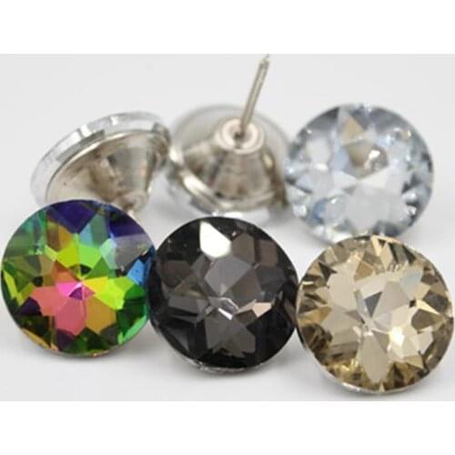 5size 500pcs glass Nail Button 3colors Crystal Diamante Rhinestone Buttons Round Sewing Crystal Sofa Buttons Crafts Home Decor