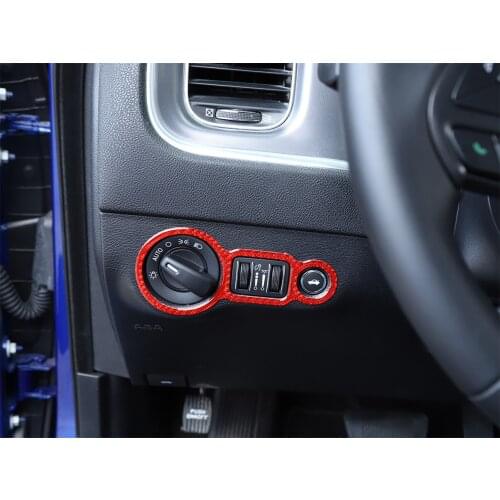Headlight Switch Decorative Cover Trim Sticker for Dodge Charger 2010+ Car Accessories Interior Soft Carbon Fiber Red Black