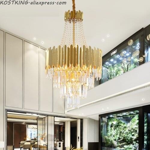 American crystal chandelier gold luxury villa living room decoration chandelier