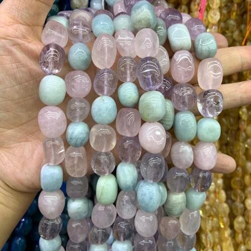 Natural Amethyst Rose Quartz Aquamarine Beads 15'' Blue Irregular DIY Loose Beads For Jewelry Making Women Bracelets Necklace