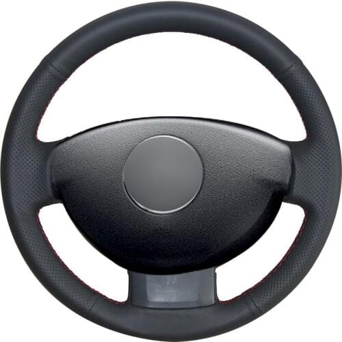 Black Natural Leather Car Steering Wheel Cover for Renault Duster Dacia Duster 2011-2015