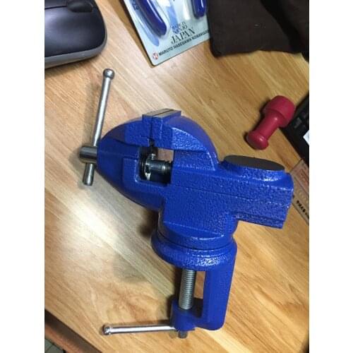 Cast Iron Table Top Clamp Press Vice Light Duty Mechanic Clamp-On Table Vise 360 Degree Swivel Base with Anvil