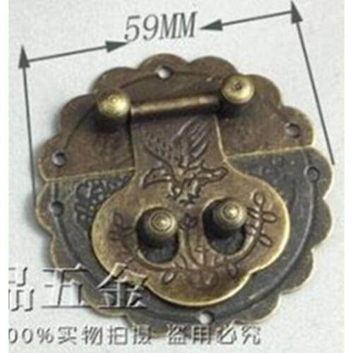 Diameter 59mm Antique lock Flowers hasp Wood gift box packaging deduction Round buckle DIY wholesale