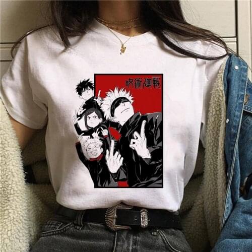Jujutsu Kaisen Gojo Satoru Yuji Itadori summer top woman streetwear print japanese kawaii white t shirt top tees couple clothes