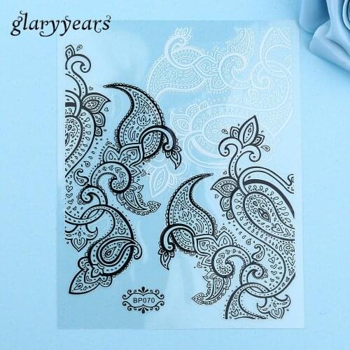 Beautiful Wedding 1 PC Black White Flowers Lace Henna DIY Nail Art Sticker Decoration Manicure Tool BP070 Nail Sticker Removable