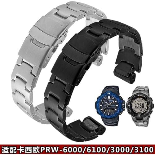 SummerStainless Steel Watch Band For Casio PRW-6000 PRW6000 3100 6000 6100 High Quality Metal Watch Band Strap Bracelet