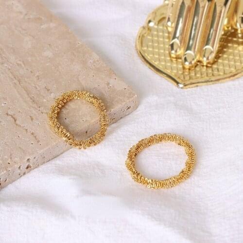 Minar Luxury Gold Colour Shinning Starburst Fishbone Rings for Women Girls Twist Geometric Titanium Steel Rings Accessories