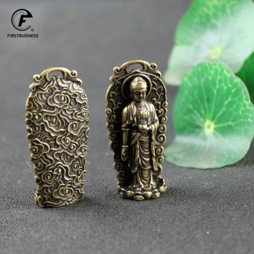 Antique Bronze Buddha Sakyamuni Statue Mini Portable Pocket Buddha Sculpture Home Decor Office Desk Decorations Ornaments