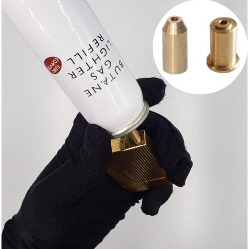 2pcs Reusable Brass Copper Nozzle Refill Butane Gas Adapter Inflatable Head For Dupont Ligne 2/Gatsby Gas Lighter Gas Filling
