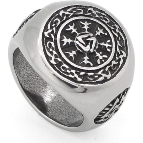 Mens stainless steel norse viking amulet valknut pagan odin symbol Pewter ring