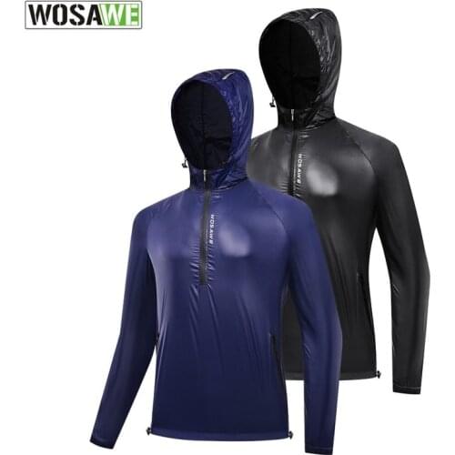 WOSAWE Mens Cycling Jacket Hooded Waterproof Windproof Bike Bicycle Jacket Outdoor Sports Softshell Wind Windbreaker Jackets