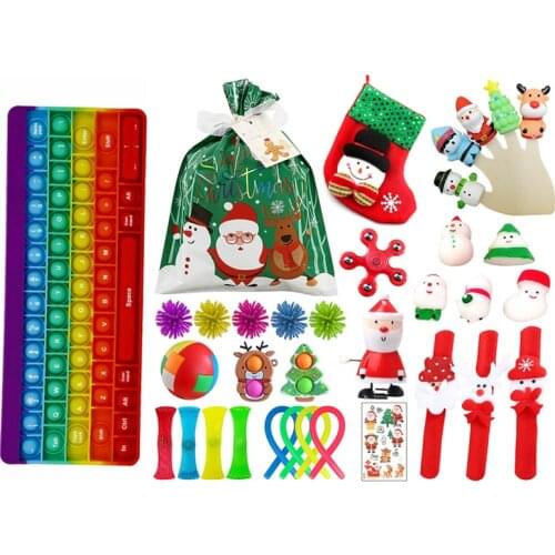 Navidad Popet Fidget Toys Pack set Dimple Push Pop Bubble sensory kit stress ball Figet popets Toys Adult Kids Gift Halloween