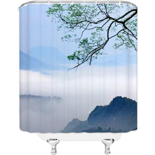Landscape Series Feel The Beauty of Nature Alpine Cloud Leaves Hanging Shower Curtain Waterproof Mildew Polyester Cloth