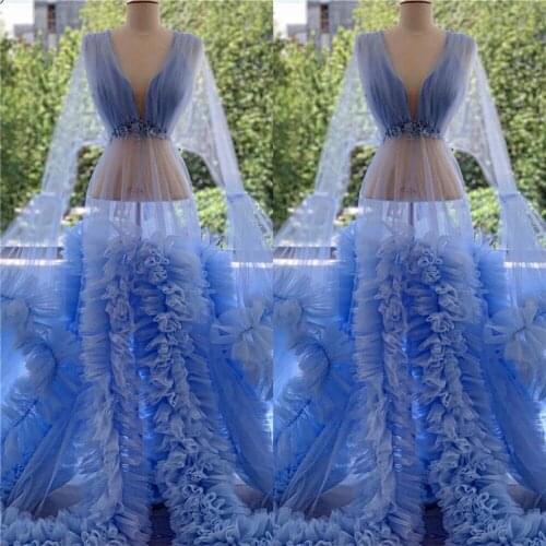 Sky Blue Maternity Dress Photoshoot or Babyshower Maternity Gown Designer Shooting Dress Custom Made Long Sleeves Evening Dress