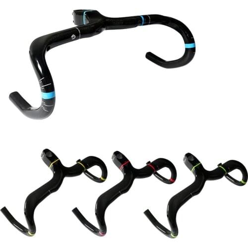 Newest ASIACOM Road bike 3K full carbon fibre bicycle handlebar and stem integratived 400/420/440*90/100/110/120mm Free shipping