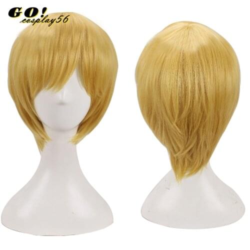 Cosplay Wig Sanji Blonde Short Straight Men Yellow Synthetic Hair for Adult