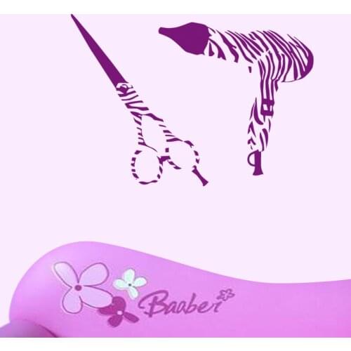 Barber Shop Sticker Zebra Scissors Hair Dryer Salon Decal Neutral Haircut Poster Vinyl Wall Art Decals Decor Windows