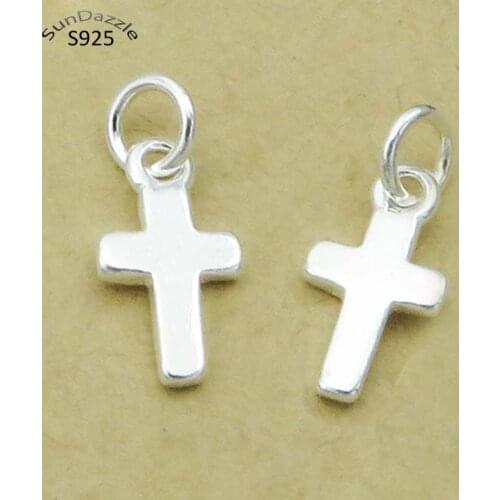 Genuine Real Pure Solid 925 Sterling Silver Religious Cross DIY Necklace Bracelet Pendant Suspension Jewelry Making Findings