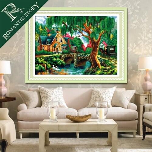 Romantic Story Myth World Dream House Scenery Decorations Cross Stitch Needlework DIY Printing Cross Stitch Sets For Embroidery