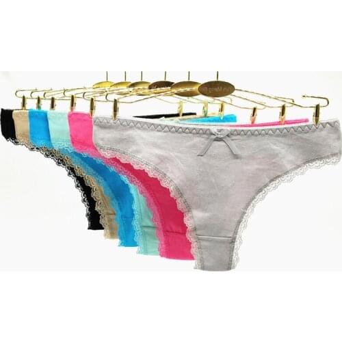 Sexy Cotton Panties Lace Thong Womens Low Rise Seamless Panty Thongs and G Strings Intimates Lingerie 6pcs/lot M L XL