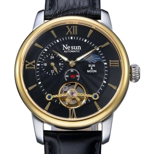 Nesun Skeleton Tourbillon Switzerland Watch Men Luxury Brand Automatic Self-wind Mens Watches Sapphire Waterproof clock N9031-3