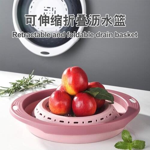 Collapsible Sink Strainer Foldable Drain Basket Fruit Vegetable Washing Folding Colander Scalable Drainer Kitchen Tools Gadgets