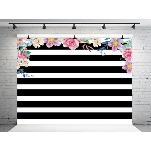 VinylBDS 5x7ft Children Photography Backdrops Black White Stripes Backgrounds For Photo Studio Children Prince Backdrop