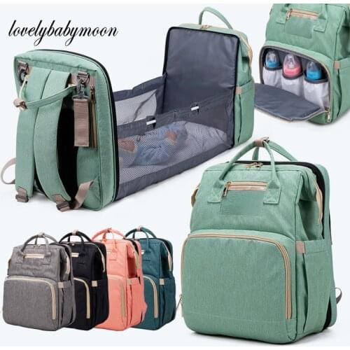 Large Capacity Bag Mom Multi-function Portable Folding Crib Nappy Backpack Mummy Waterproof Outdoor Travel Diaper Bags Baby Care