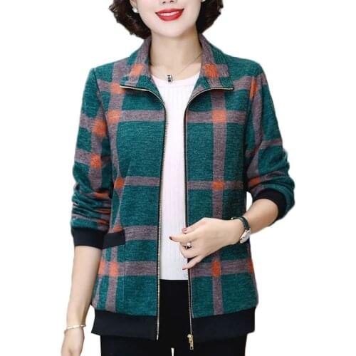 Womens Jacket And Coat Spring Autumn Casual Short Coat Middle-aged Female Windbreaker With Lined Mother Top Plus Size 5XL W2317