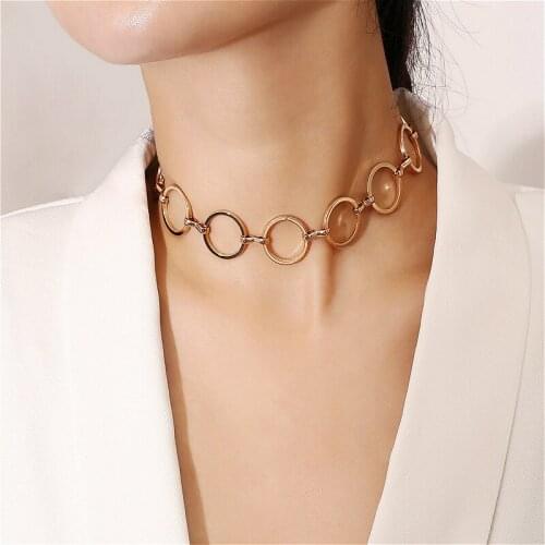 Personality Charm Torques Choker Necklace For Women Hollow Geometric Chain Necklaces Jewelry Girls Party Accessories