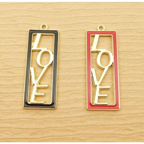 10pcs 15x40mm enamel love charm for jewelry making and crafting fashion earring charms enamel rectangle pendants