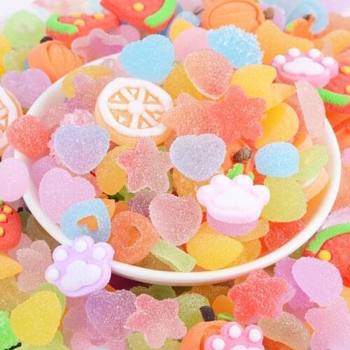 10Pcs Resin Candy Fruit Figurines DIY Craft Supplies Phone Shell Patch Craft Decor Materials Jewelry Hair Accessories