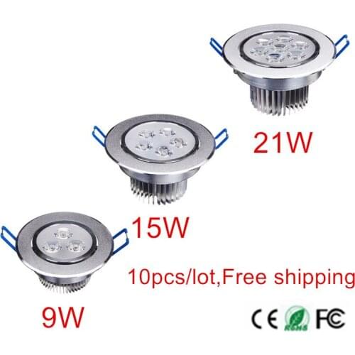 10pcs/lot 9w 15w 21w cool white/warm white LED Recessed Downlight AC110V/220V 230V 240V for home bathroom kitch store lights