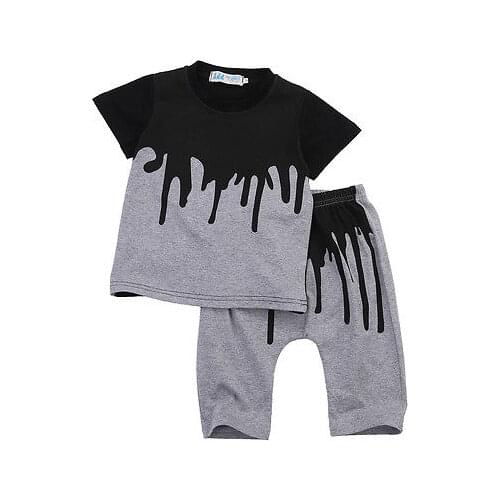 2PCS Baby Boys Clothing Set 0-4Y Toddle Kids Clothes Fashion s Summer Short Sleeve Top Shirt + Harem Pant Trouser Outfit