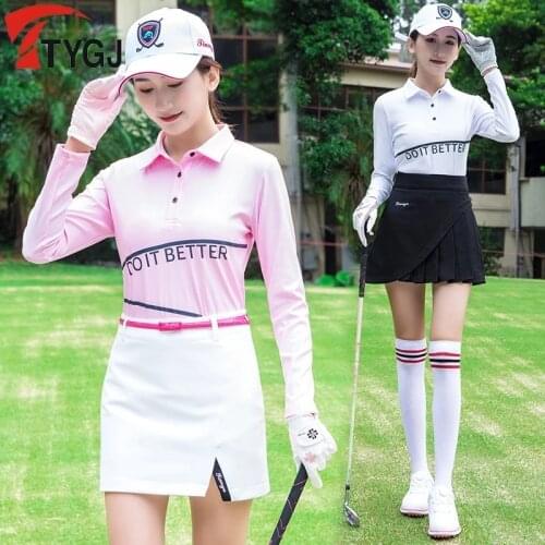 2021 Golf Clothes Women Sports Wear Long Sleeve Shirt Autumn Slim Short Skirt Ladies Anti-Empty Badminton Tennis Golf Apparel