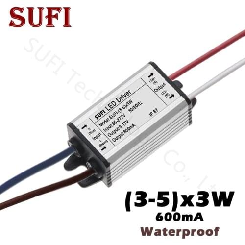 3-5)x3W AC85-277 To DC9-17V LED Driver Waterproof Lighting Transformers Power Supply For 10W 12W 15W Floodlight Bulb COB Chip