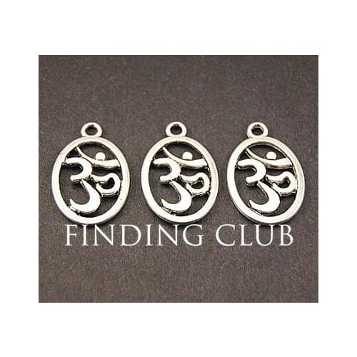 50 pcs Silver Color OM Aum Ohm Mantra Sign Charm Pendant DIY Metal Bracelet Necklace Jewelry Findings A816