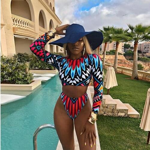 African Clothes Women Summer Sexy African Women Long Sleeve Printing Two Pieces Sets African Suit