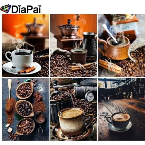 DIAPAI 5D DIY Diamond Painting 100% Full Square/Round Drill "Coffee cup landscape" 3D Embroidery Cross Stitch Home Decor