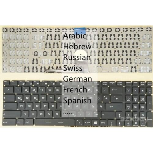 Arabic SW German French Hebrew Russian Spanish Keyboard For MSI WT72 2OK 2OL 2OM 6QI 6QJ 6QK 6QL 6QM 6QN, GS73VR 6RF Stealth Pro