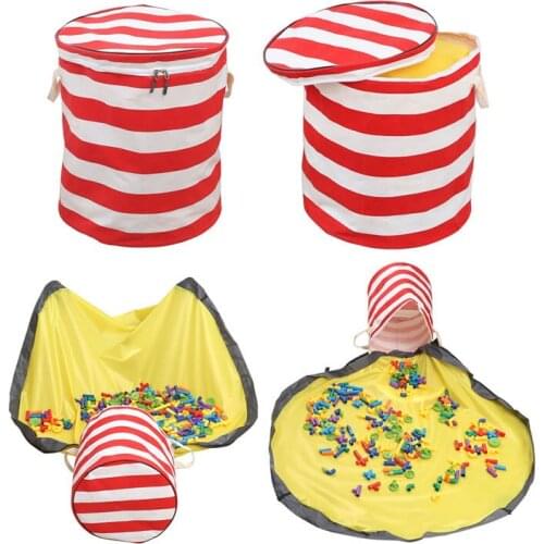 Large toy quick storage bucket multifunctional cloth storage bag with removable game pad