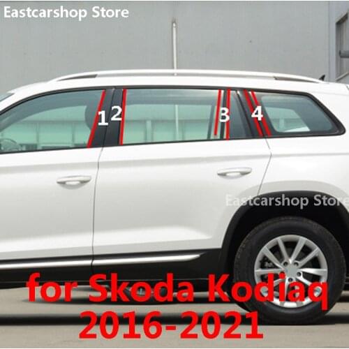 For Skoda Kodiaq 2021 2020 2019 Car B C Pillar Middle Central Column PC Window Decoration Black Sticker 2018 2017 2016