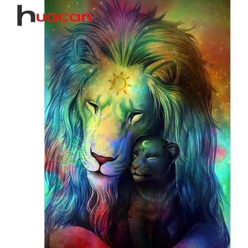 Huacan Full Diamond Embroidery Mosaic Lion 5D Diamond Painting New Arrivals Animals Arts And Crafts Paintings On The Wall